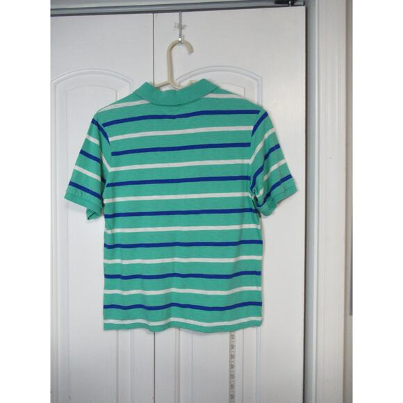 Green White Blue Striped collared shirt - Picture 2 of 3